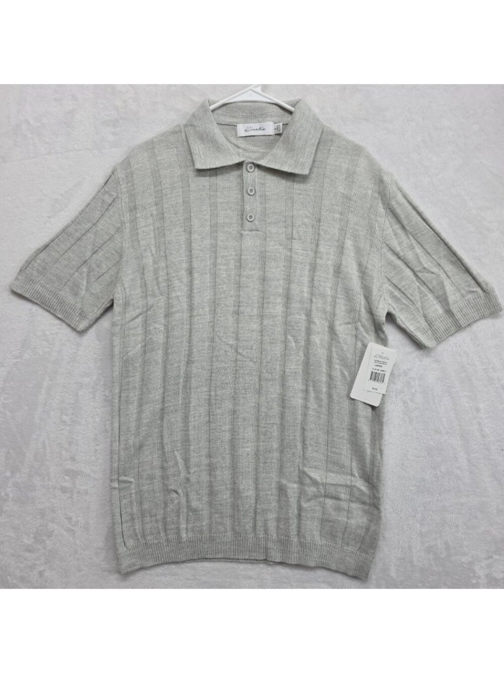 Kinetix Men's Beach Collared Knit Polo Shirt Size Large Grey NWT Made In USA